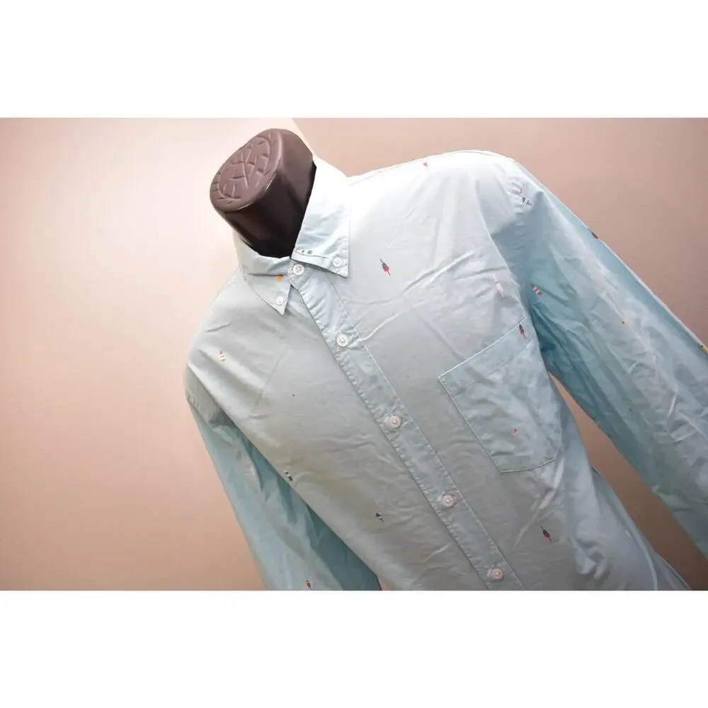 J Crew Dress Shirt Slim Fit Blue Long Sleeve Button Up‎ Mens Size Large